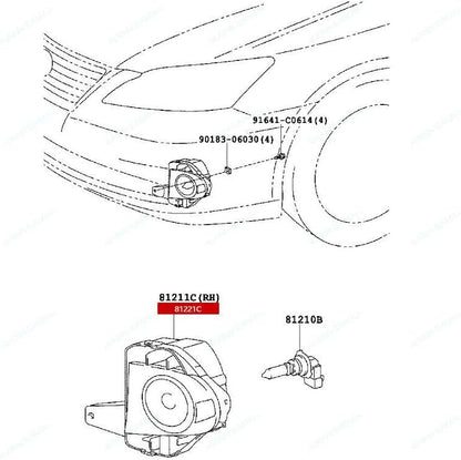 ya 7 8.24 baidi Left Front Bumper Fog Light W/O Bulb for Lexus ES350 GSV40 2010-2012,8122133220