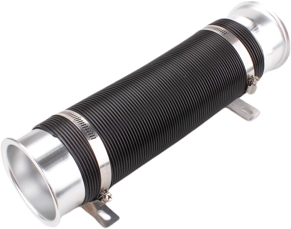 ya 10 9.16 baidi 3'' 76mm Flexible Car Cold Air Intake Hose Filter Pipe Telescopic Tube Silver