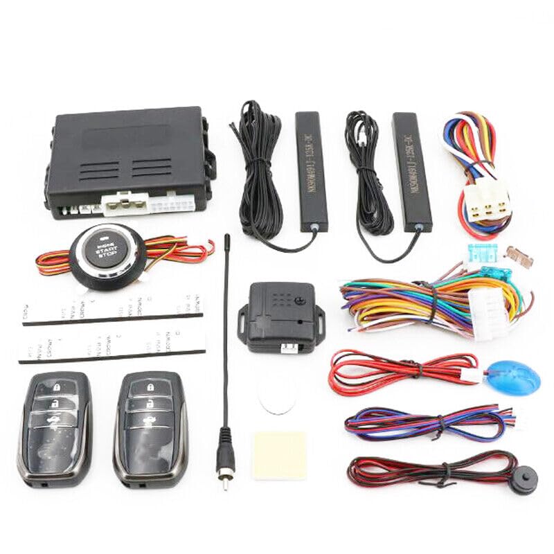 ya 4 8.8 12 Volt Keyless Entry Engine Start Alarm System Button Remote Start Stop Kit - Universal Fitment, 1PC, 5 meters Range, Remote Control, Passenger Car