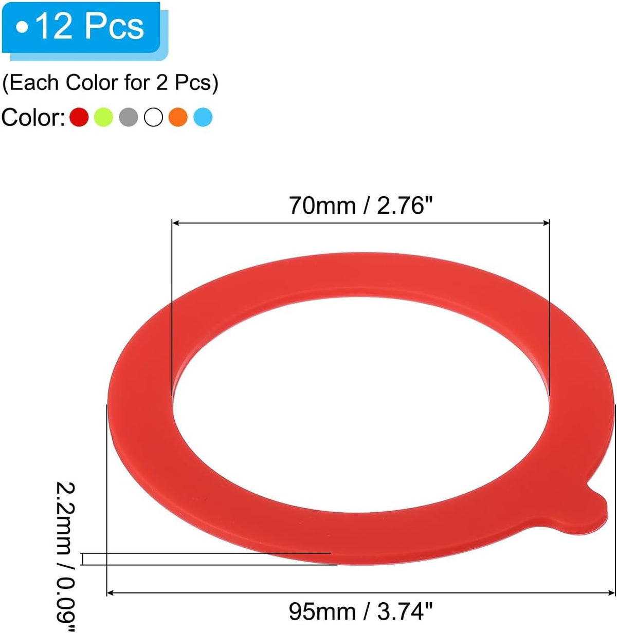 ya 14 9.20 baidi 12 Pieces Silicone Jar Gaskets, 3.75 Leakproof Gasket Rubber Seal 6 Colors-1