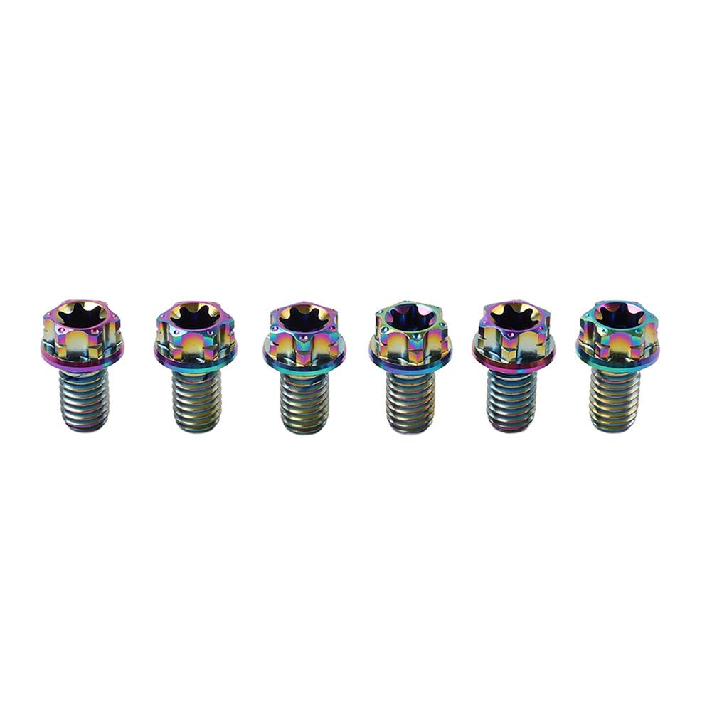 ya 9 10.24 6pcs Bolts Torx Head Flange Screws M6x35mm for Motorcycle Bike Rainbow
