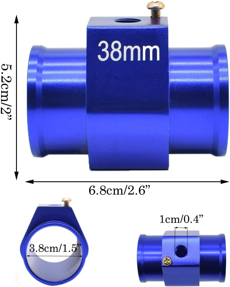 ya 4 8.24 baidi 38mm Aluminum Water Temp Temperature Gauge Coolant Radiator Hose Joint Pipe Kit