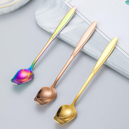 ya 14 9.20 baidi Polished Mirror Finish Rose Coffee Spoons for a Luxurious Dining Experience-1