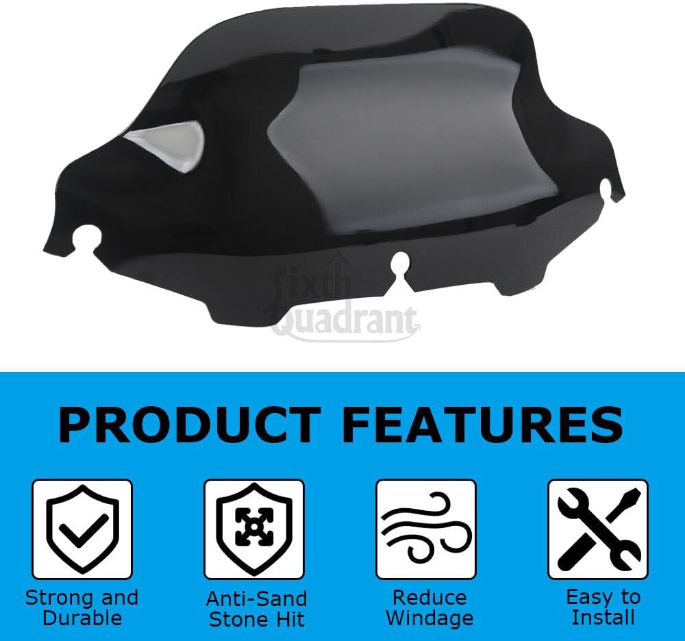 ya 23 10.7 baidi 8 Wave Black Windshield Windscreen for Harley Touring Electra Glide FLHT 96-13a