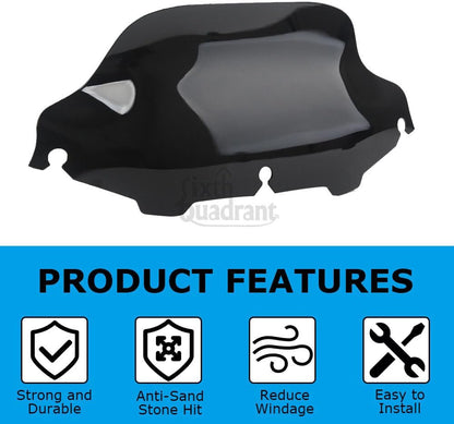 ya 23 10.7 baidi 8 Wave Black Windshield Windscreen for Harley Touring Electra Glide FLHT 96-13a