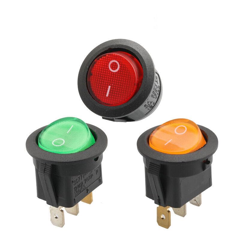 ya 6 8.14 20 Pack LED Dot Light 12V Car Auto Boat Round Rocker Switch SPST Switch 