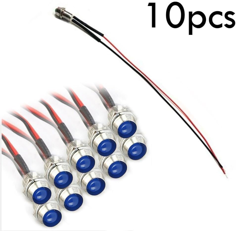 ya 13 9.15 baidi Blue 8mm 12V-LED Indicator Lamp Warn Light Dash Panel Car/Truck/Boat *10