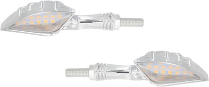 ya 2 8.15 2x Chrome for Mini Skull Amber Yellow Turn Signal Light For Universal 8mm Motorcycle