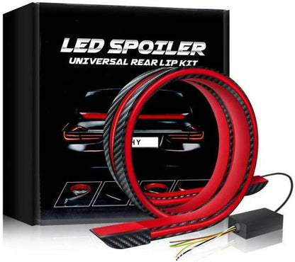 ya 6 8.14 Car Tail Streamer Lamp Carbon Fiber LED Light Rear Wing Spoiler Lip Brake Trunk