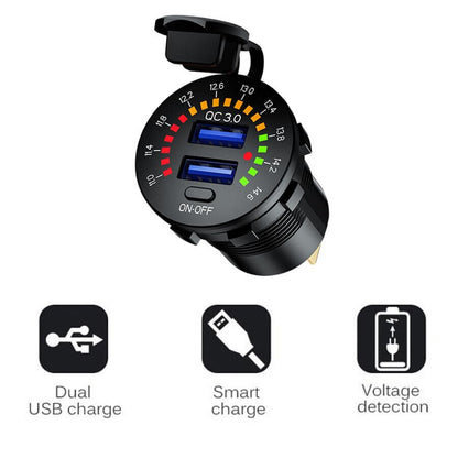 ya 6 8.24 baidi 12V/24V QC 3.0 Car for Charger Socket Dual USB Port Fast Charging with LED Voltmeter
