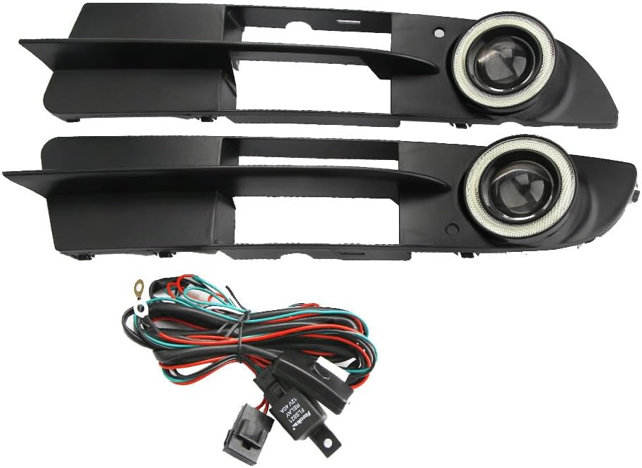 ya 7 8.24 baidi Front Fog Lights Angel eyes Lamp + Fog Lights Grille Cover Set for BMW E60 E61