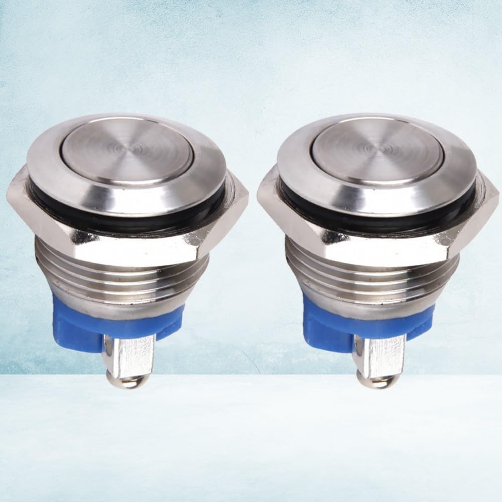 ya 13 9.15 baidi 16mm Flat Head Momentary Push Button Switch 2Pcs for Boat Car Doorbell