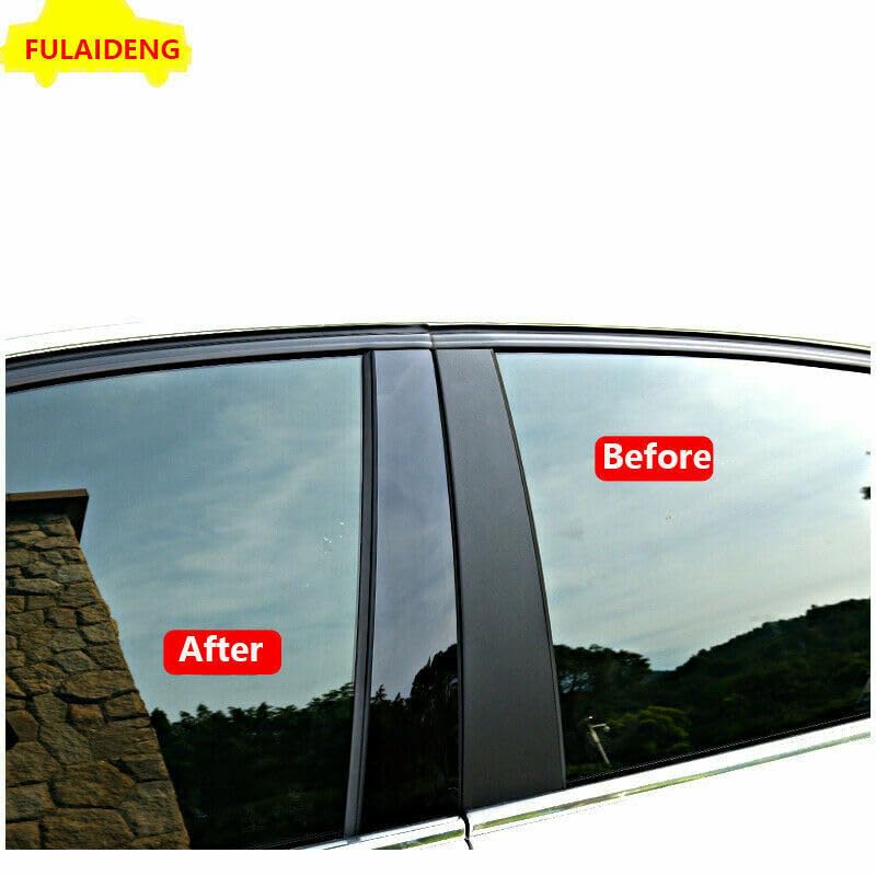 ya 6 8.24 baidi PC Black Window Pillar Posts Panel Trim Moulding Cover for Toyota RAV4 2014-2018