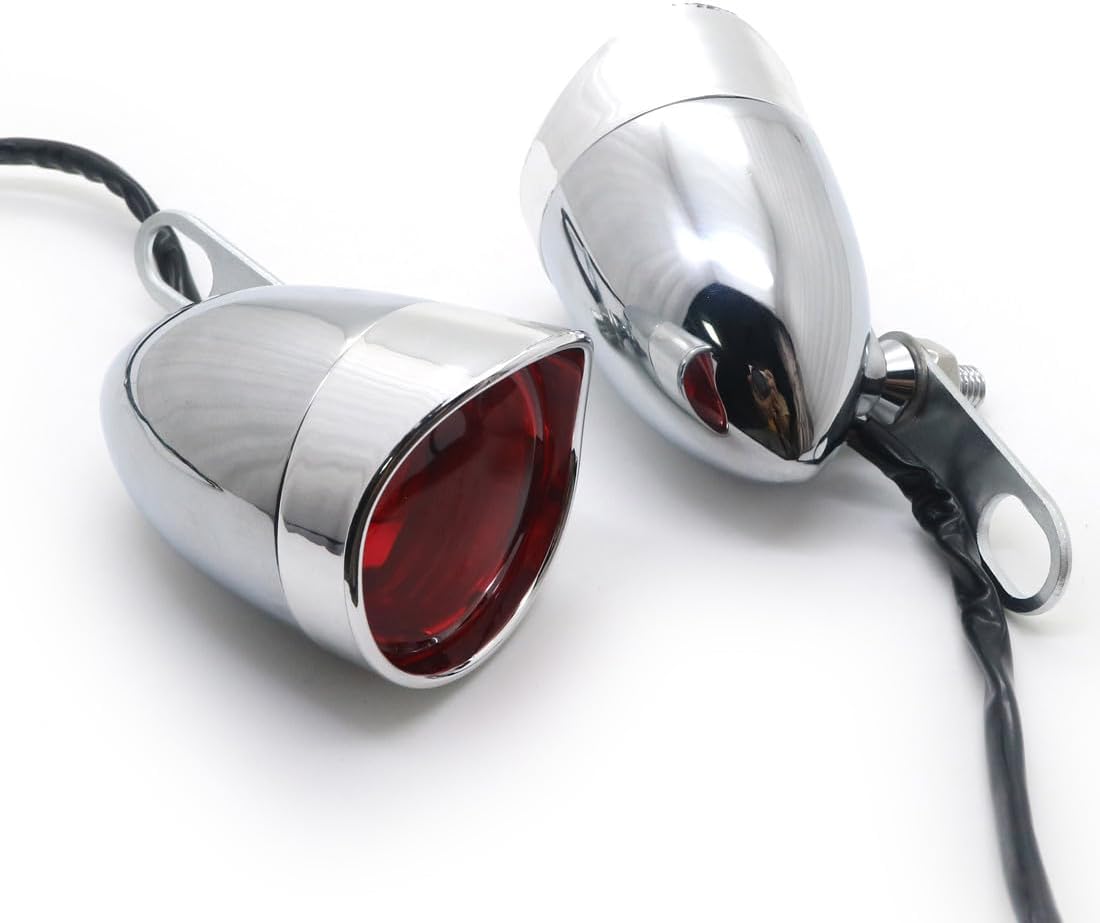 ya 6 8.14 Chrome Bullet Tail Brake Light W/Rear Shock Bracket Cafe Racer Bobber Chopper