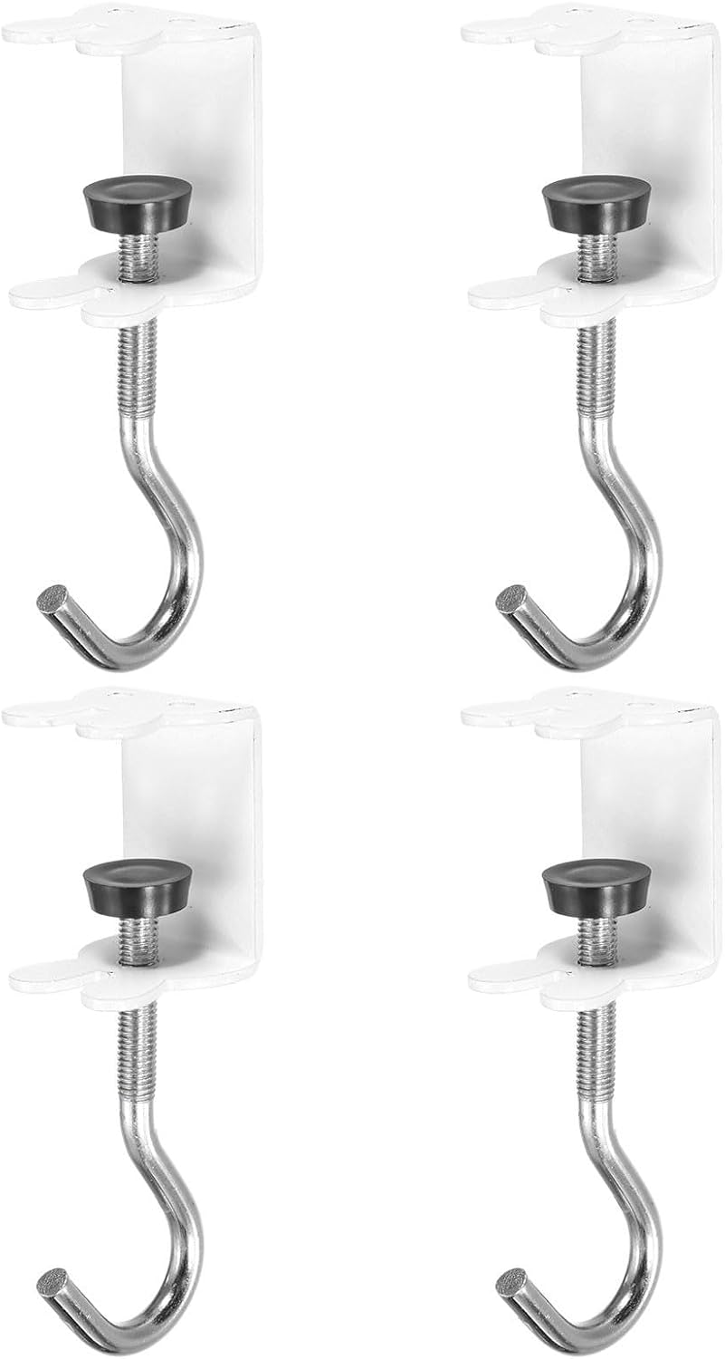 ya 26 10.21 baidi 4Pcs Desk Hook Desk Mount Bag Holder Hook Rabbit J Hooks Desk Clamp White