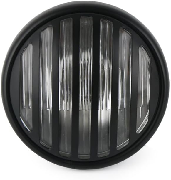 ya 4 8.14 Motorcycle 7 Retro Slats Grille Headlights With Grill For Harley Cafe Racer
