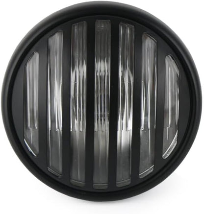 ya 4 8.14 Motorcycle 7 Retro Slats Grille Headlights With Grill For Harley Cafe Racer