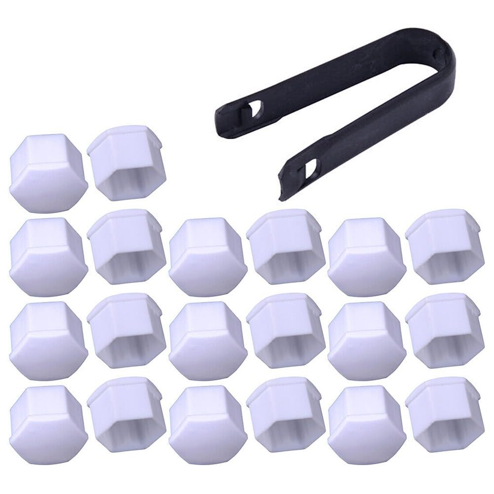 ya 13 9.15 baidi 20pcs Car 17mm White Wheel Lug Nut Bolt Cover Cap with Removal Tool Kit Set New
