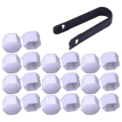 ya 13 9.15 baidi 20pcs Car 17mm White Wheel Lug Nut Bolt Cover Cap with Removal Tool Kit Set New