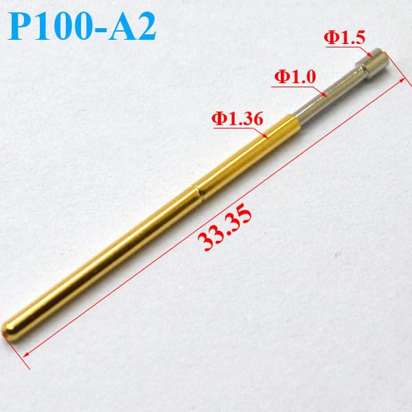 ya 16 10.20 baidi 100pcs/Bag P100-A2 Dia 1.5mm Spring Test Probes Pogo Pin Length 33.35mm