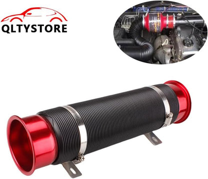 ya 10 9.16 baidi 3'' 76mm Flexible Car Cold Air Intake Hose Filter Pipe Telescopic Tube Red
