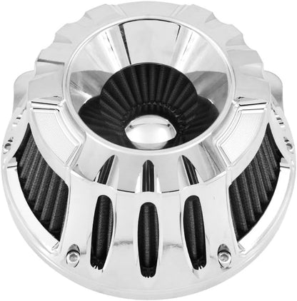 ya 5 8.10 Chrome CNC Cut Air Filter Gray Intake for Harley Touring Road Street Glide 17-25