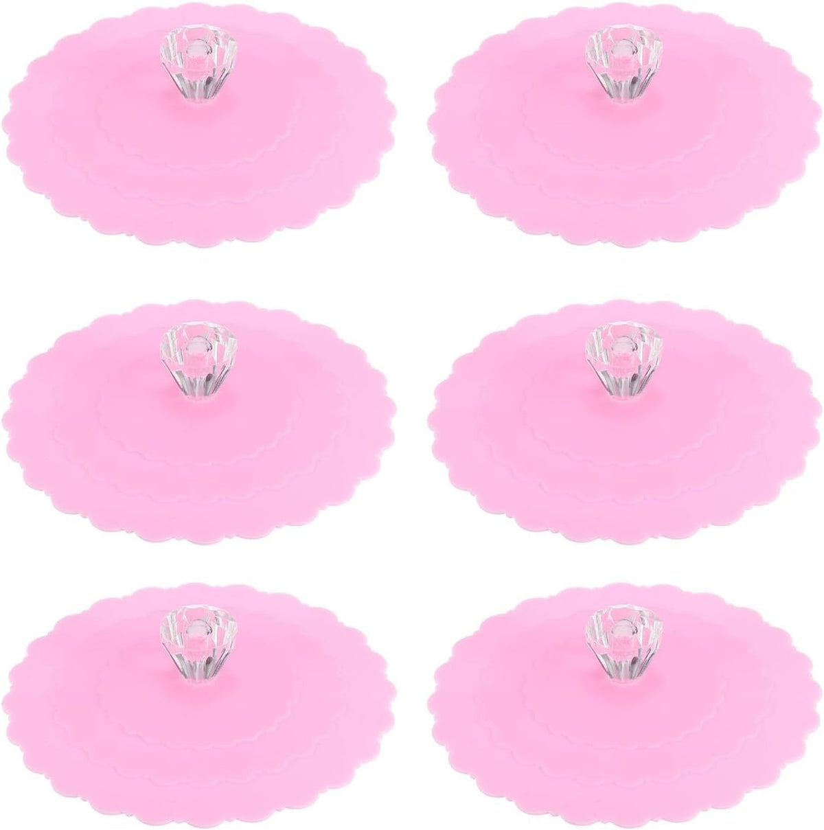 ya 14 9.20 baidi Silicone Cup Lids for Drinks, 6Pcs 3.9 Cover Diamond Shape Handle Light Pink-1