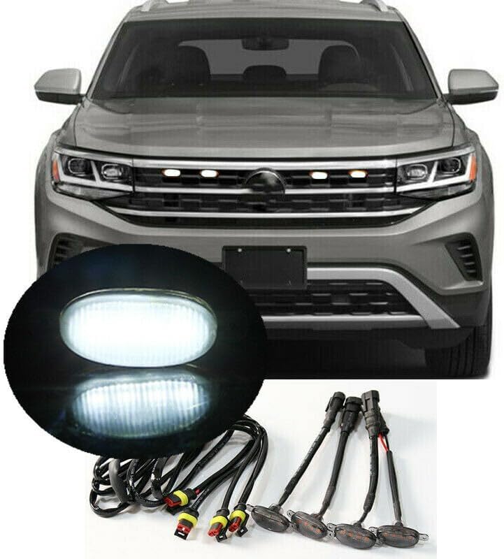 ya 13 9.15 baidi Smoked front grille white LED lights raptor style for VW Atlas Cross Sport
