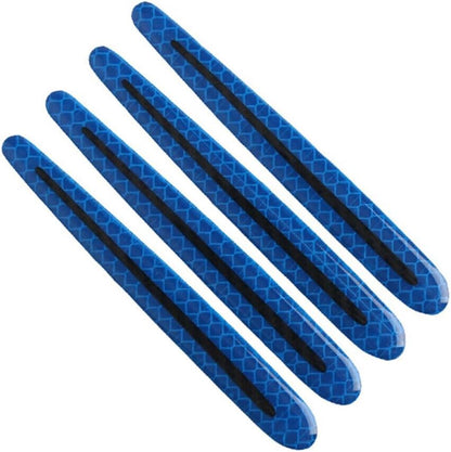 ya 5 8.10 Blue Carbon Fiber Look Car Door Handle Reflective Sticker Scratches Protection