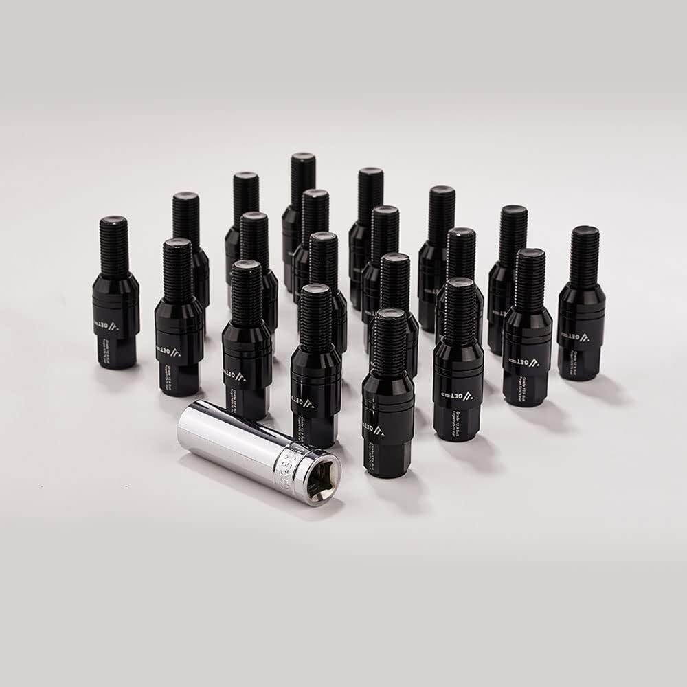 ya 10 9.16 baidi 20 Pieces Black M14x1.5 Wheel Lug Bolt Ball Stud Set 28mm Shank Suitable for Audi for VW for Mercedes-Benz