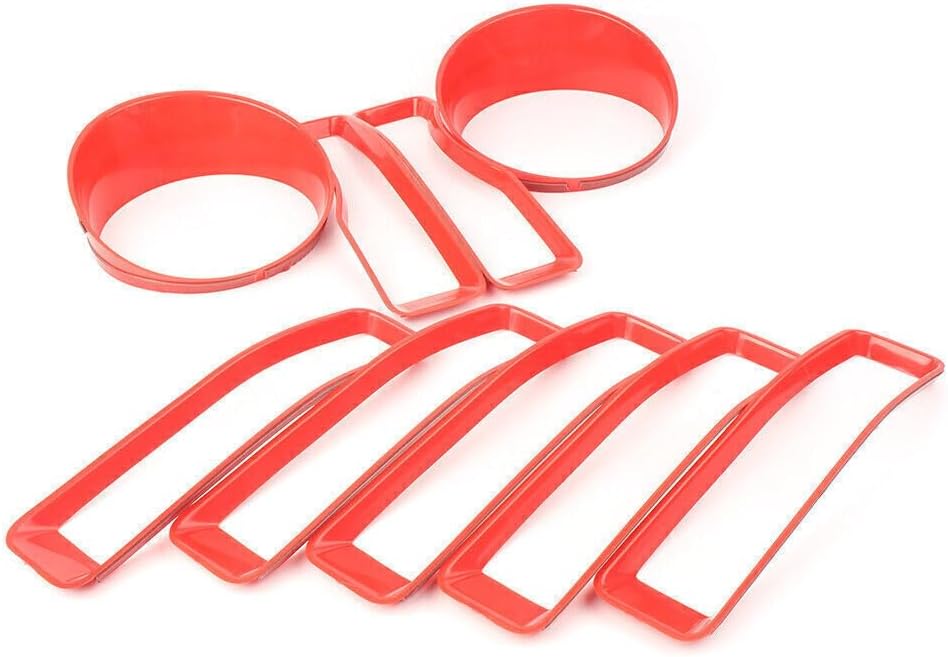 ya 4 8.14 Red Auto Front Grill Insert Headlight Bezel Trim Covers Fit for Jeep for Wrangler JL