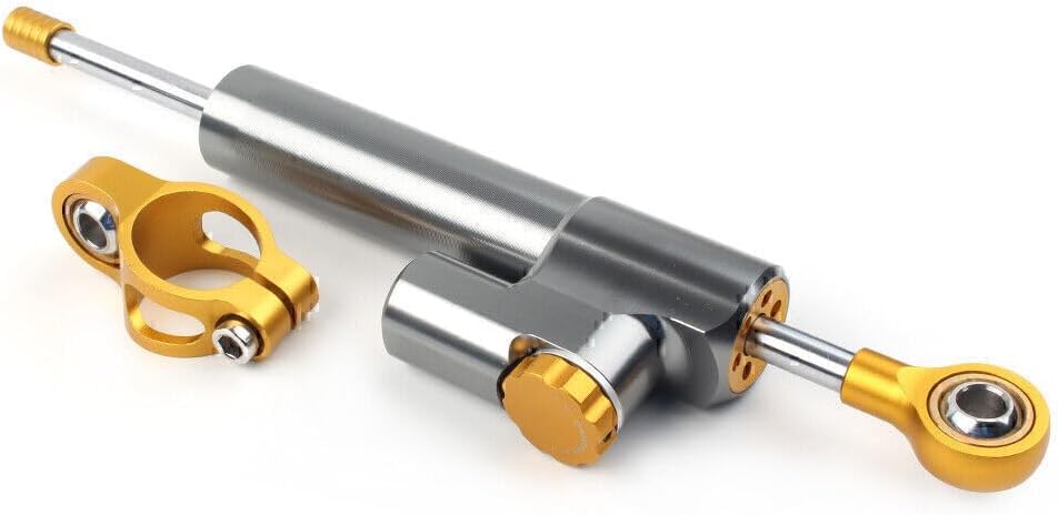 ya 14 9.20 zhengce 9.4 inch Motorcycle Adjustable Steering Damper Gray Gold Universal-1