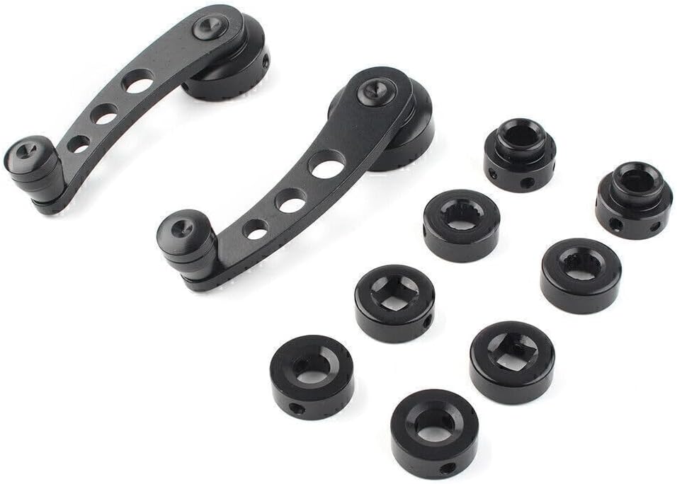 ya 4 8.14 2x CNC Aluminum Alloy Car Window Handle Winder Riser Winder Crank Riser Black