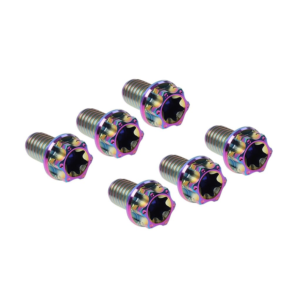 ya 9 10.24 6pcs Bolts Torx Head Flange Screws M6x35mm for Motorcycle Bike Rainbow