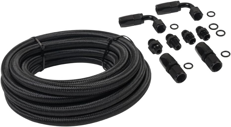 ya 10 9.16 baidi Automatic Transmission Cooler Line Kit 6AN Hose Line Kit Fit For 4L60E 4L65E Blk