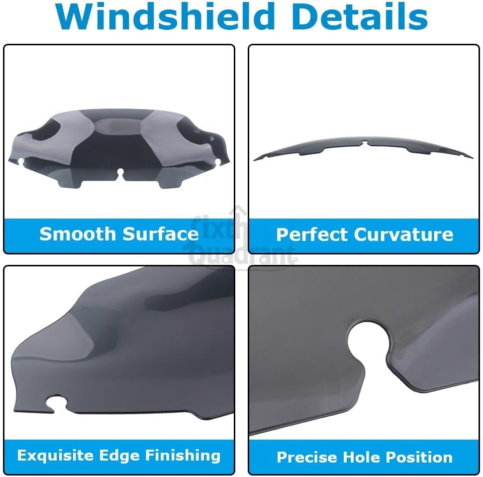 ya 23 10.7 baidi 6 Light Smoke Wave Windshield Windscreen for Harley Touring Electra Glide 96-13a
