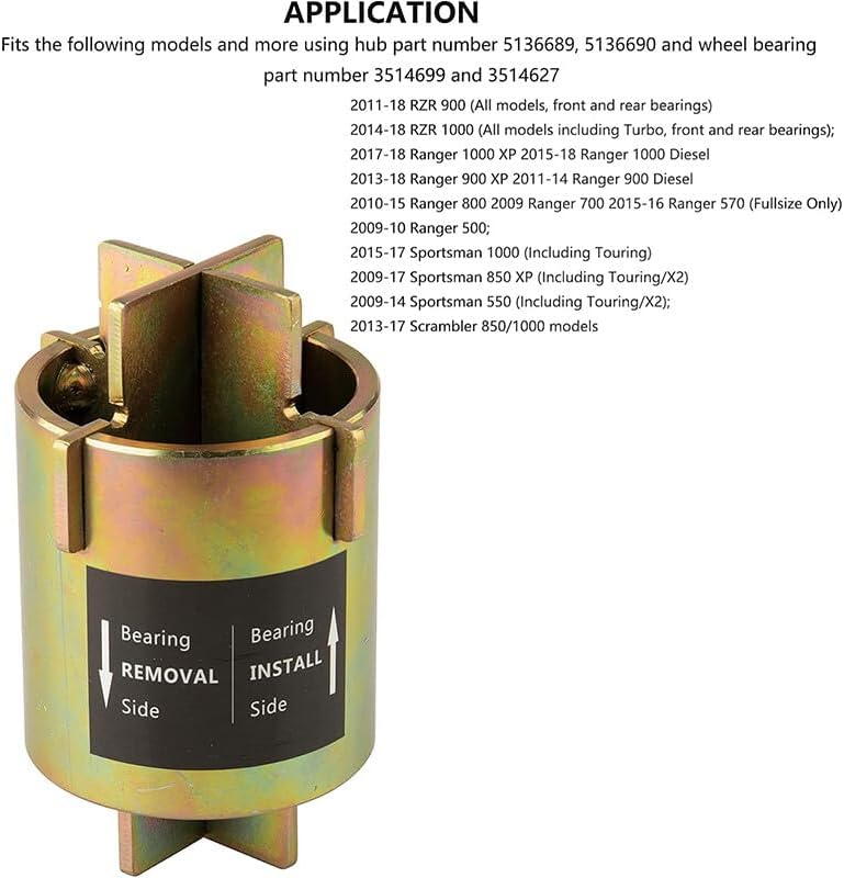 ya 7 8.24 baidi Front Rear Wheel Bearing Driver Press Tool for Polaris RZR 900 1000 Turbo Gold