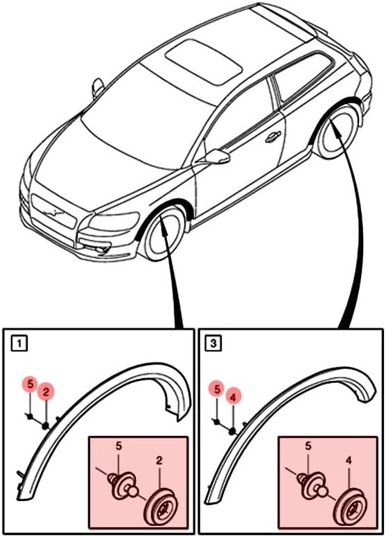 ya 7 8.24 baidi Fender Wheel Arch Cover Decorative Clip 10 Pieces Set Suitable for Some for Volvo C30 B4204S3 Engine