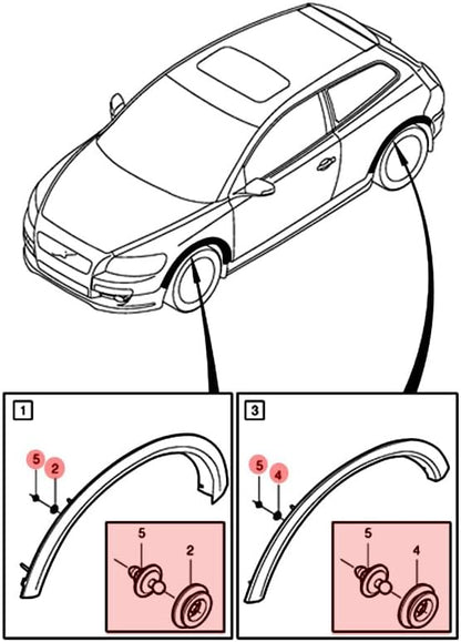 ya 7 8.24 baidi Fender Wheel Arch Cover Decorative Clip 10 Pieces Set Suitable for Some for Volvo C30 B4204S3 Engine