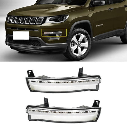 ya 2 8.24 baidi A pair of LED DRL daytime running lights and fog lights suitable for Jeep Compass 2017-2019