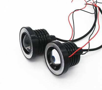 ya 4 8.8 2x Car Fog Light Running Lamps Blue/White COB Halo 3 Angel Eye Ring Hawkeye