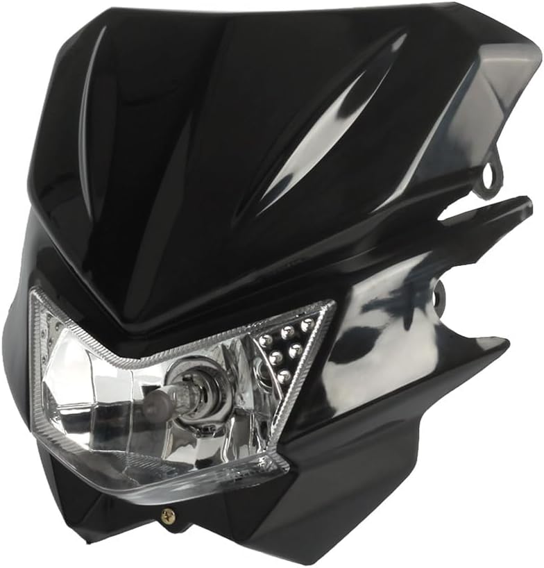 ya 4 8.14 Motorcycle Bike Headlight For Harley Street Fighter Spyder Black Universal