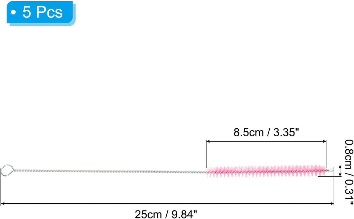 ya 26 10.21 baidi 5Pcs 10 x5/16 Drinking Straw Cleaning Brush Nylon Cleaning Bottle Brush Pink