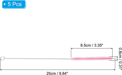 ya 26 10.21 baidi 5Pcs 10 x5/16 Drinking Straw Cleaning Brush Nylon Cleaning Bottle Brush Pink
