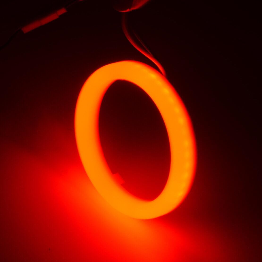 ya 4 8.14 2 Pack 70mm DRL COB LED Angel Eye Halo Fog Light Red @