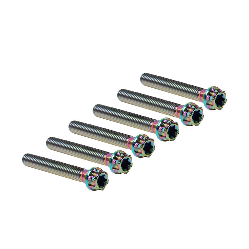 ya 9 10.24 6pcs Bolts Torx Head Flange Screws M8x55mm Rainbow for Motorcycle Bike