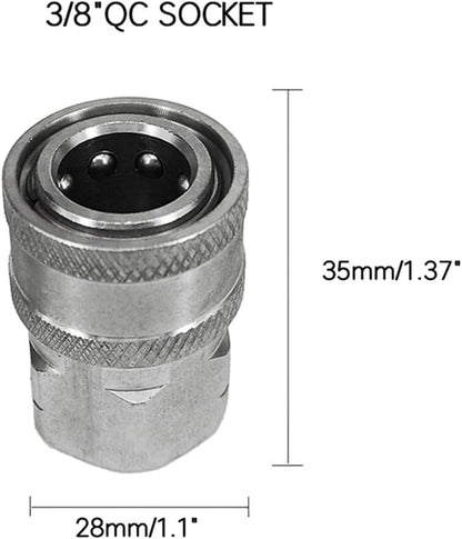 ya 26 10.21 baidi Stainless Steel Pressure Washer Adapter Set/NPT 3/8in Female +Male Quick Connect