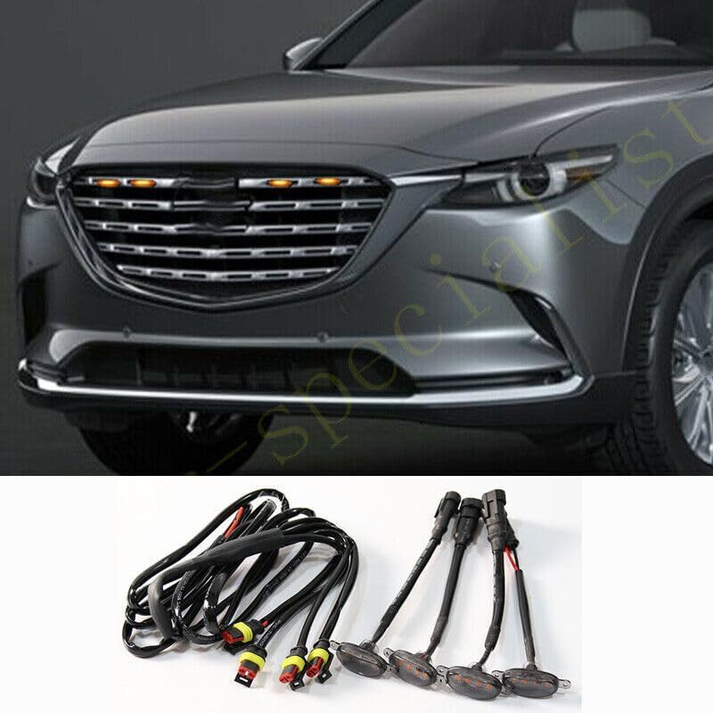 ya 4 8.10 4pcs for Mazda CX-9 CX9 2021 Car Front Grille LED Amber Light Raptor Style Trim