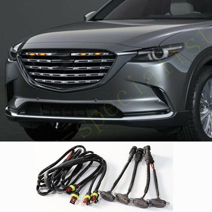 ya 4 8.10 4pcs for Mazda CX-9 CX9 2021 Car Front Grille LED Amber Light Raptor Style Trim