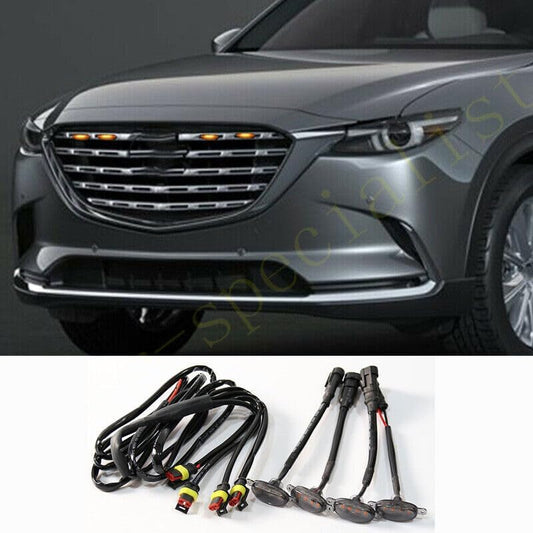 ya 4 8.10 4pcs for Mazda CX-9 CX9 2021 Car Front Grille LED Amber Light Raptor Style Trim
